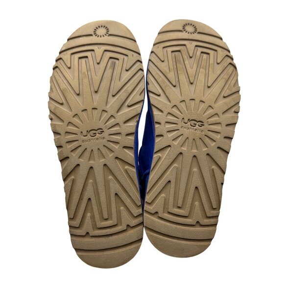 Rare UGG Australia Bailey Blue Cobalt Suede Button Short Sheepskin Boots Women 9 - Picture 7 of 10